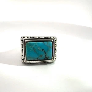 Estate Sterling Silver Turquoise Ring Sz 8 - Picture 1 of 7