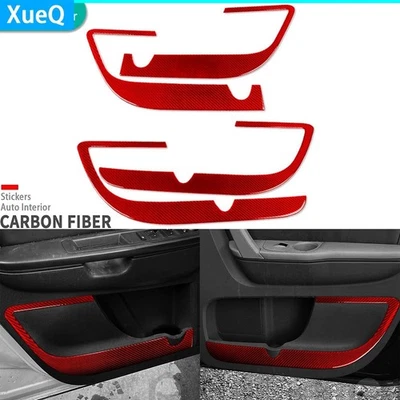 Cubierta de panel antipatadas de puerta interior de fibra de carbono roja para Chevrolet Traverse 2009-17 Foto 1 de 4