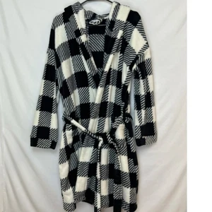 Vera Bradley Women's L/XL Black White Buffalo Check Robe with Tie – Cozy Lounge - Picture 1 of 8