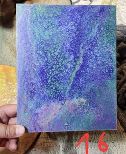 Aurora Veins Astratto Fluid Pour Art Cornice Legno 10x8 - Viola Teal Iridescente - Foto 1 di 3