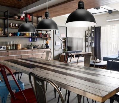 Blucastle Light Office Pendant Lamp 18 inch, 4 Lamp Black Shade / Cream Neck - Image 1 of 4