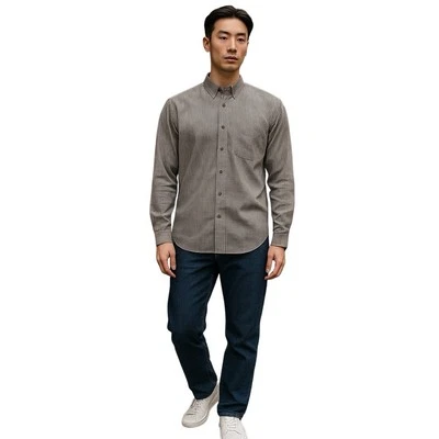 Camisa abotonada a rayas KR3W para hombre LS - gris con rayas negras - talla M Foto 1 de 4