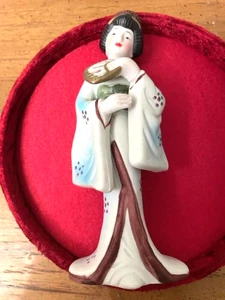 Geisha Mädchen Figur: Biskuitporzellan, kostenloser Versand - Bild 1 von 8