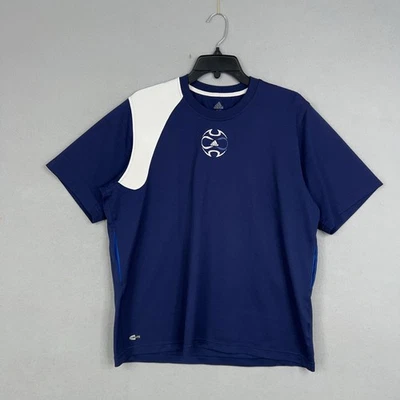 Adidas Shirt Mens XL Blue White Climalite Teamgeist Soccer Athletic Crewneck Y2K - Image 1 of 4
