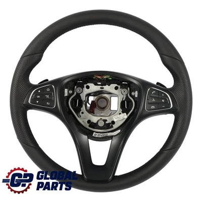 Mercedes W205 Steering Wheel NEW Black Leather Multifunction Paddle Shift - Image 1 of 4