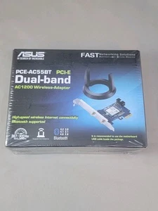 New Sealed ASUS PCE-AC55BT PCI-E Dual-Band AC1200 PC Wireless Wi-Fi Adapter - Afbeelding 1 van 5