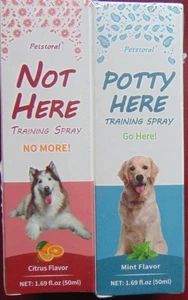 Petstoral Dog Not Here & Here Vasino Addestramento Spray Kit Cucciolo Menta Agrumi 3,38 fl - Foto 1 di 3