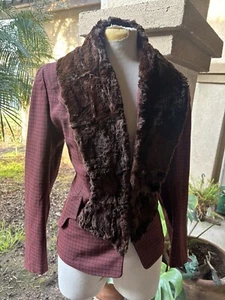 Vintage 1940s Fitted Jacket Blazer Fur Collar - Picture 1 of 6