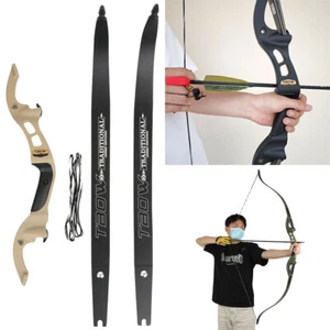 62" 25-60lbs Archery Recurve Bow Takedown F Interface Shooting Hunting Beginner - Picture 1 of 19