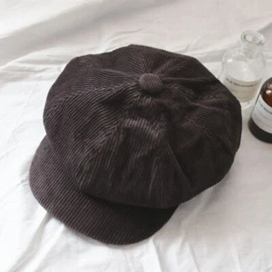 Men Newsboy Hat Beret Paperboy Gatsby Cabbie P Cap Corduroy Retro - Picture 1 of 14