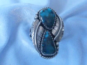 Klassischer Southwestern natürlicher Lone Mountain Türkis Ring, Sterling, Größe 6-1/2 - Bild 1 von 7