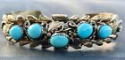Vintage Navajo Sterling Silver With Turquoise Cuff Bracelet Signed V.C. Size 6