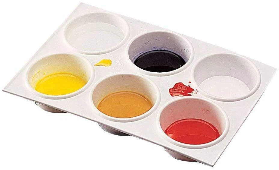 Frisk Artist Mixing Paint Palette White Rectangular 6 Deep Wells - Muffin Tray - Image 1 of 1