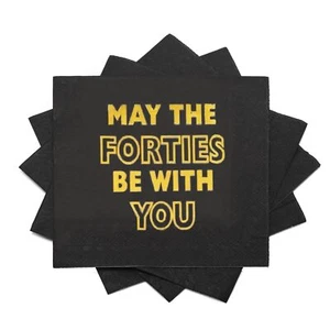 Black Gold Cocktail Napkins 40th Birthday Party Napkins Paper with Gold Foil ... - Picture 1 of 7