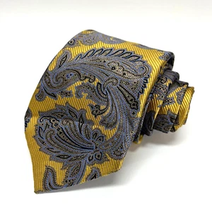Jos. A Bank Signature Collection Men's Neck Tie - 100% Silk Gold Blue Paisley - Picture 1 of 8