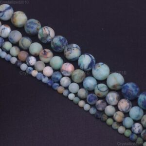 Matte Natural Chrysocolla Gemstone Round Loose Beads 4mm 6mm 8mm 10mm 15.5"