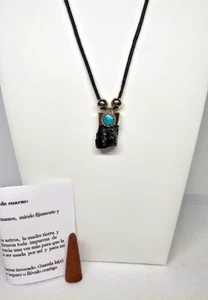 COLLAR RUSTICO PIEDRA TURMALINA / RUSTIC TOURMALINE NECKLACE PARA PROTECCION - Picture 1 of 2
