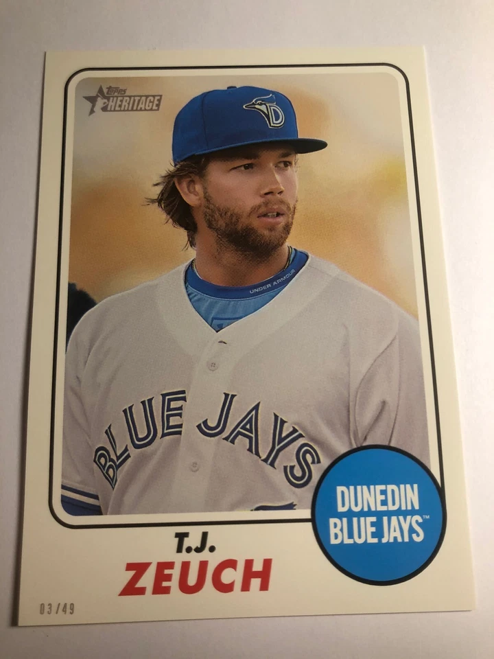 2017 Heritage Minor League Jumbo 5x7 T.J. Zeuch Blue Jays 26 #'d 02/49 - Image 1 of 1