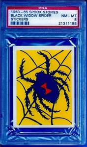 Pegatina Leaf Spook Stories 1963-65 Black Widow Spider PSA 8 - Imagen 1 de 2
