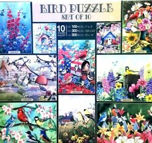 Bird Puzzle Set of 10 Jigsaw Puzzles 2-100pc 4-300pc 4-500pc New Sealed (Z6)