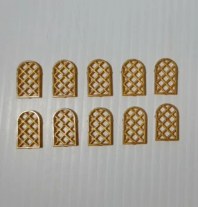 LEGO 1X2X2 2/3 Window Pane Lattice Round Top PEARL GOLD (x10) 30046 NEW PARTS - Picture 1 of 3