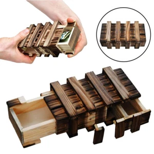 Secret Puzzle Wooden Box Adult Money Card Holder Secret Compartment Gift Box AU - Picture 1 of 12
