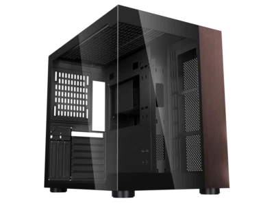 DIYPC DIY-CUBE10-Wood Black USB3.0 /Type C ATX Mid Tower Gaming Computer Case w/ - Image 1 of 4