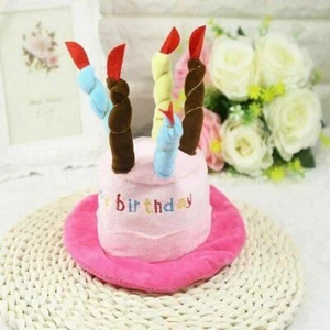 Hat Cap Cake Candles Pet Birthday Costume Cosplay Puppy Dog Cat Christmas Pink - Picture 1 of 7