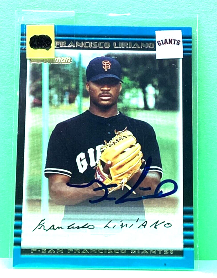 Tarjeta de novato Francisco Liriano 2002 Bowman oro autógrafo automático Foto 1 de 1