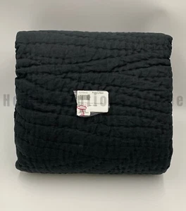 Pottery Barn Belgian Flax Linen Handcrafted Quilt Black Full Queen #Z1100 - Picture 1 of 3