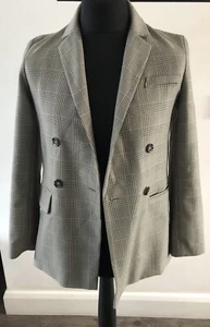 Topshop Womens Oversize Jacket Blazer Tailored Grey White Check - Picture 1 of 6