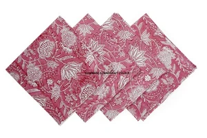Precioso Handmade 100% Algodón Kensington Bloque Impreso Servilleta Mesa Lino 4 - Imagen 1 de 3