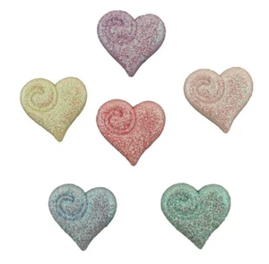 Bright Glitter Hearts 4309 - Buttons Galore - Easter Pastel Craft Sewing Scrap - Picture 1 of 2