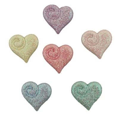Bright Glitter Hearts 4309 - Buttons Galore - Easter Pastel Craft Sewing Scrap - Image 1 of 2