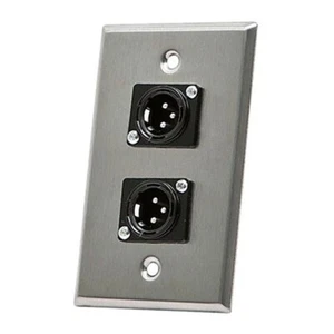 2 Port XLR 3-Pin Male Connector Microphone Audio Socket Wall Plate Zinc Alloy - Picture 1 of 2