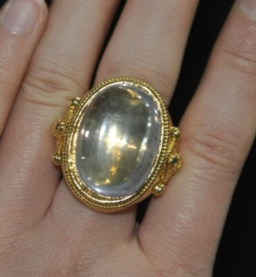 1.2" Antiguo Tibetano Plata Incrustación Gemas Blancas Flores Fushou Anillo Estatua Foto 1 de 4