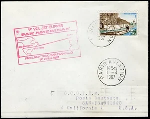 France: 1St Flight Jet Clipper Pan American Paris-New-York-San Francisco (1967) - Picture 1 of 2