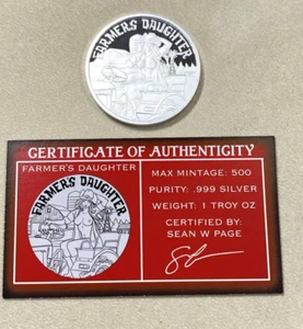 Moneda de plata pura de prueba STL Mint hija de agricultores de plata picante rara de 1 oz .999 - Imagen 1 de 13