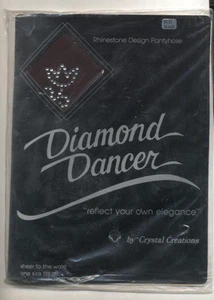 VTG Diamond Dancer  Crystal Creations Black Rhinestone NWT Pantyhose One SZ - Picture 1 of 2
