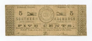 1861 5c S.P. Cocke / Southern Exchange - Richmond, VIRGINIA Scrip - Picture 1 of 2