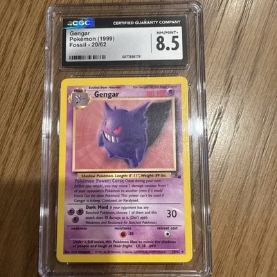 1999 Pokemon Unlimited Fossil Non Holo Gengar 20/62 CGC 8.5  - Image 1 of 2