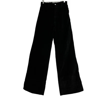 7 For All Mankind Corduroy Women Size 25  Easy Trouser Black Wide Leg Tall - Image 1 of 4