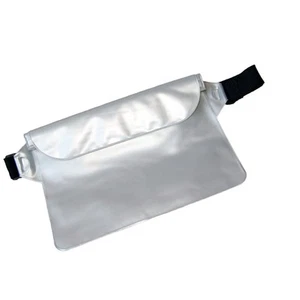 Silver White Waterproof Pouch With Waist Strap PVC Three Layer Sealed Water SP - Zdjęcie 1 z 12