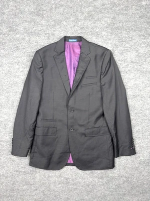 Blazer de lapela inglês preto roxo Houndstooth entalhe lã 2 botões tamanho 36R - Imagem 1 de 4