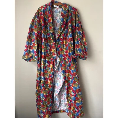 Женский халат Garnet Hill с длинным рукавом полная длина с принтом в виде листьев размер S для отдыха - Изображение 1 из 4