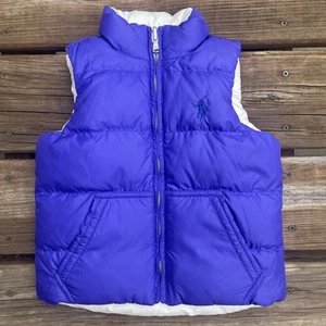 Polo Ralph Lauren girls puffer vest reversible size 4 Purple, Cream NWOT - Picture 1 of 4