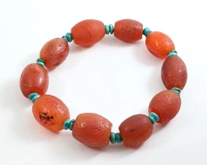 Old Tibetan Chinese Carnelian Pema Raka Bracelet Millennium Amulet Antique - Picture 1 of 17