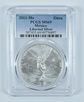 2011 Mo Mexico 1 Onza Silver Libertad MS69 PCGS Blue Label *0820 - Image 1 of 4