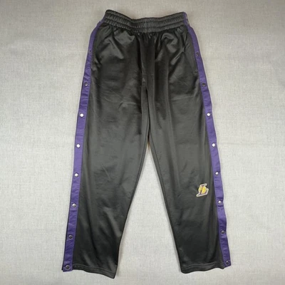 Los Angeles Lakers Tearaway Pants Mens Medium Black Purple NBA Basketball Snap - Image 1 of 4