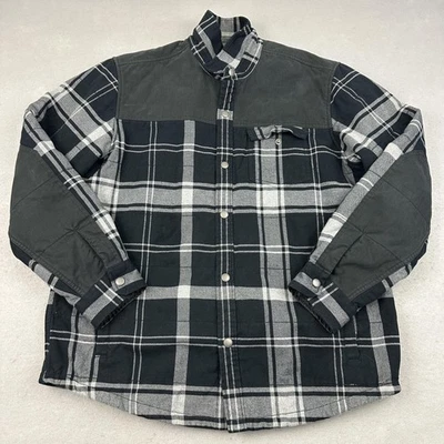 Chaqueta Eddie Bauer Para Hombre Grande Negra Gris A Cuadros Exterior Puffer Acolchada A Presión L Foto 1 de 4